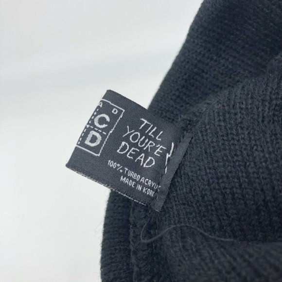 New UNIF x Bad Acid Black Embroidered Beanie Hat - Picture 5 of 5